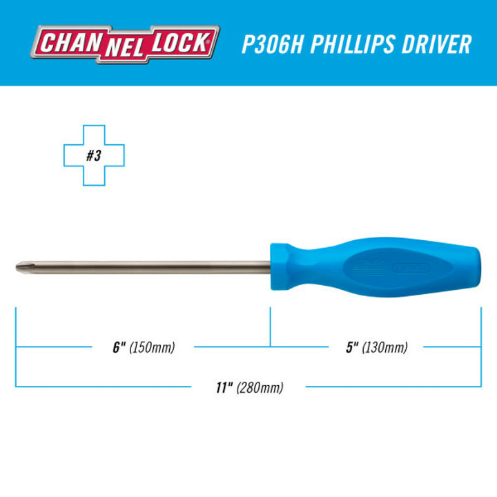 Channellock P306H PHILLIPS #3 x 6-Inch Professional Screwdriver