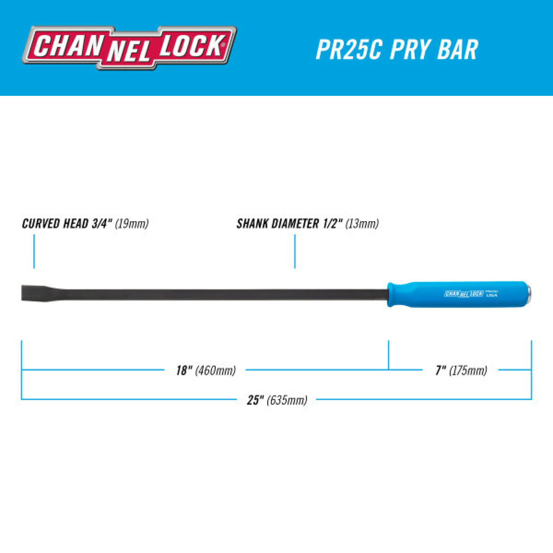 Channellock PR25C 1/2 x 18-Inch Professional Pry Bar, 25-Inch