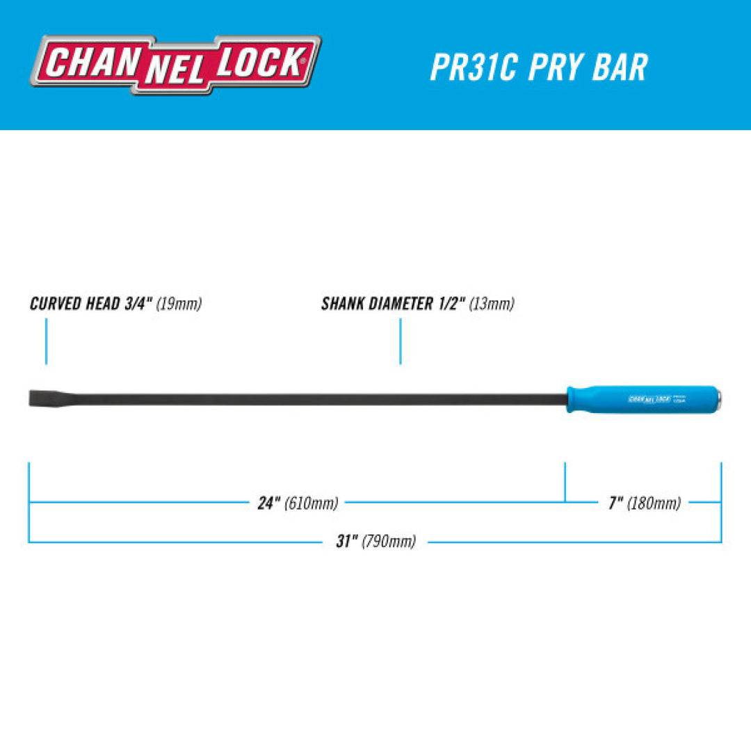 Channellock PR31C 31-Inch Pry Bar, 1/2" x 24 Inch