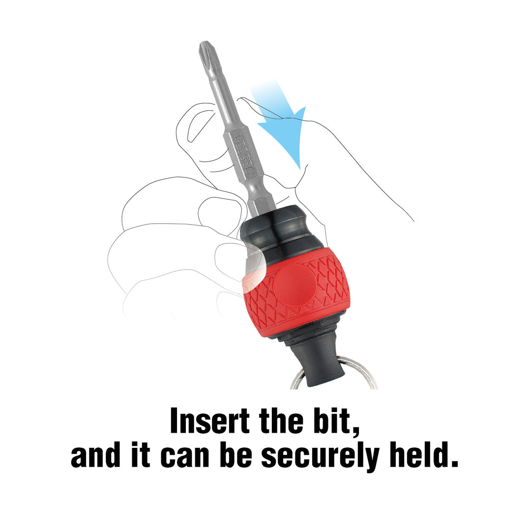 Vessel QB22RU Ball Grip Carrying Bit Holder - Red