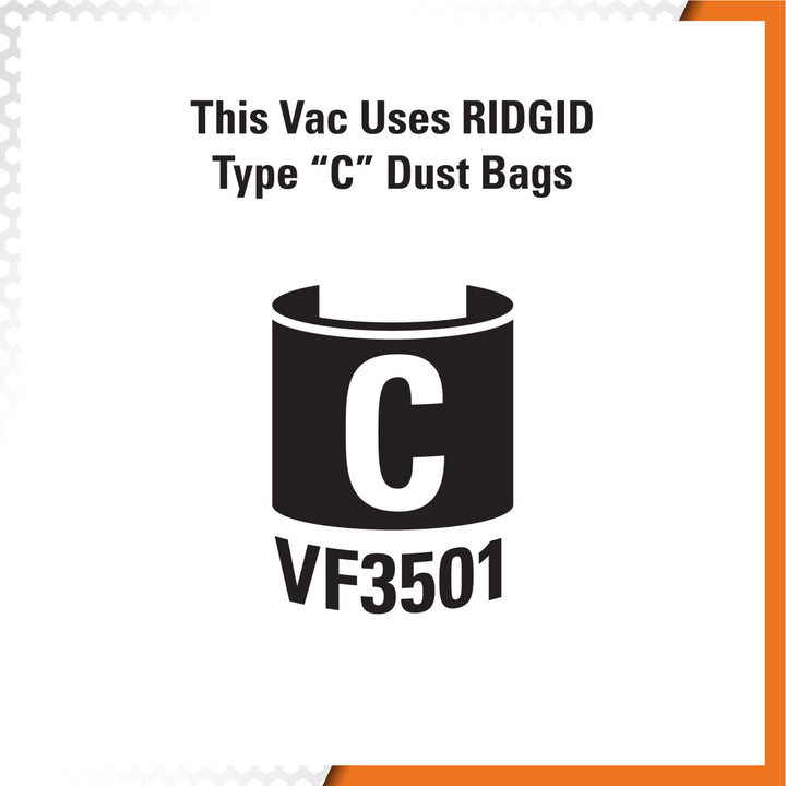 Ridgid 23738 High-Efficiency Dust Bags (VF3501)
