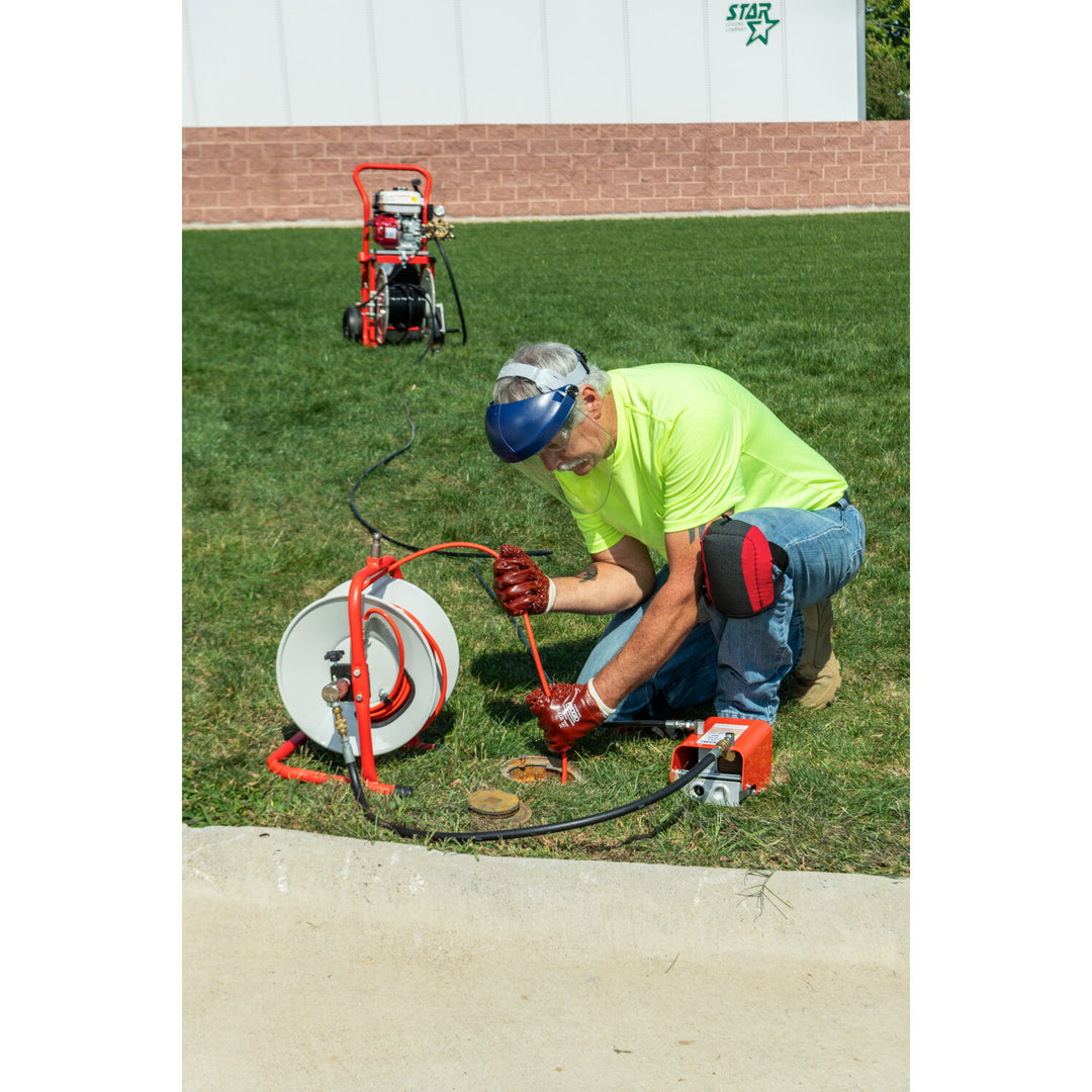 Ridgid 63882 Above With: – H-30 Cart – 110'  x 1⁄4" (33 m x 4.8 mm ) Jet Hose