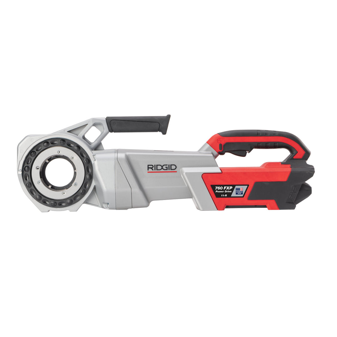 Ridgid 72023 760 FXP Power Drive (12-R), 2x 4Ah FXP Batteries, FXP Charger, 1/2-2" 12-R NPT Die Head Set, Support Arm, Case