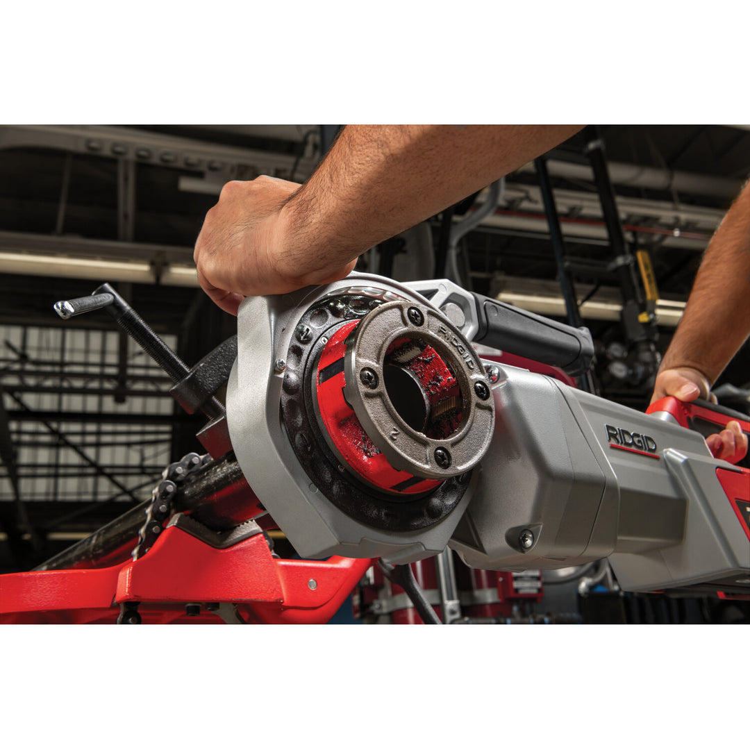 Ridgid 72028 760 FXP Power Drive (11-R), 2x 4Ah FXP Batteries, FXP Charger, 1/2-2" 11-R NPT Die Head Set, Support Arm, Case