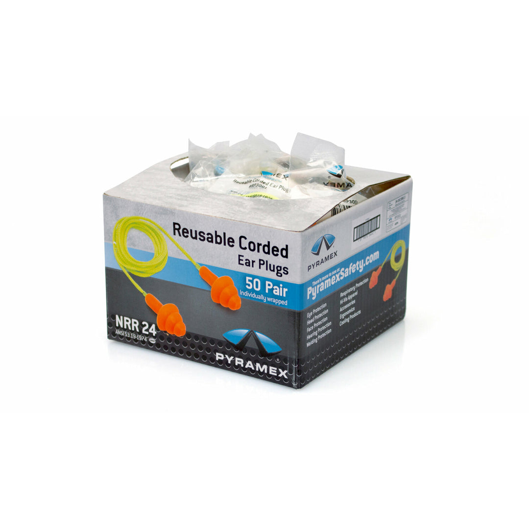 Pyramex RP3001 Corded Reusable Earplug - NRR 24 dB, 50 Pair/Box