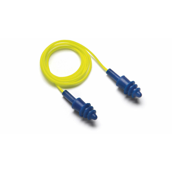 Pyramex RPD2001 Yellow Corded Reusable Metal Detectable Blue Earplugs -100 Pair/Box