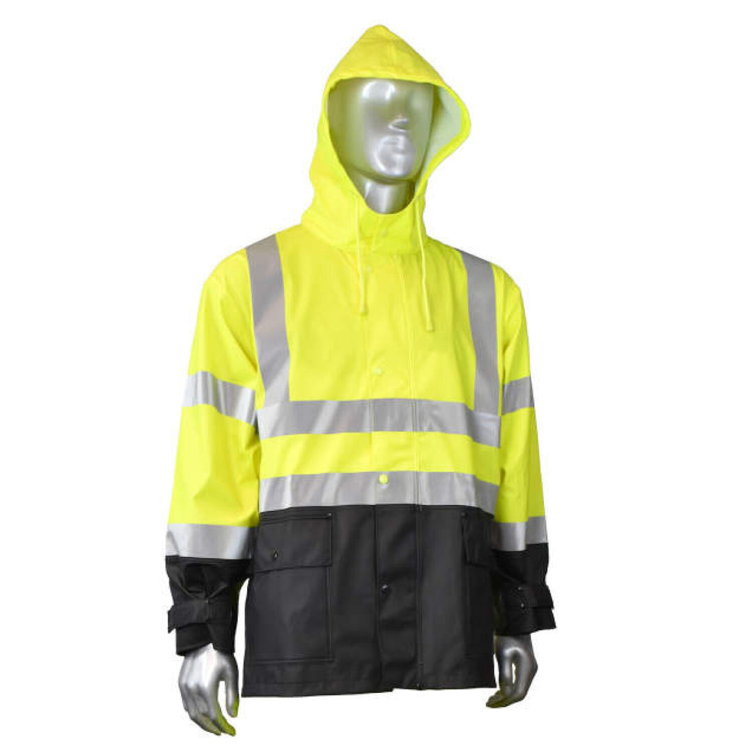Radians RW07 High Visibility Rainwear Jacket-Hi-Vis Green / Black