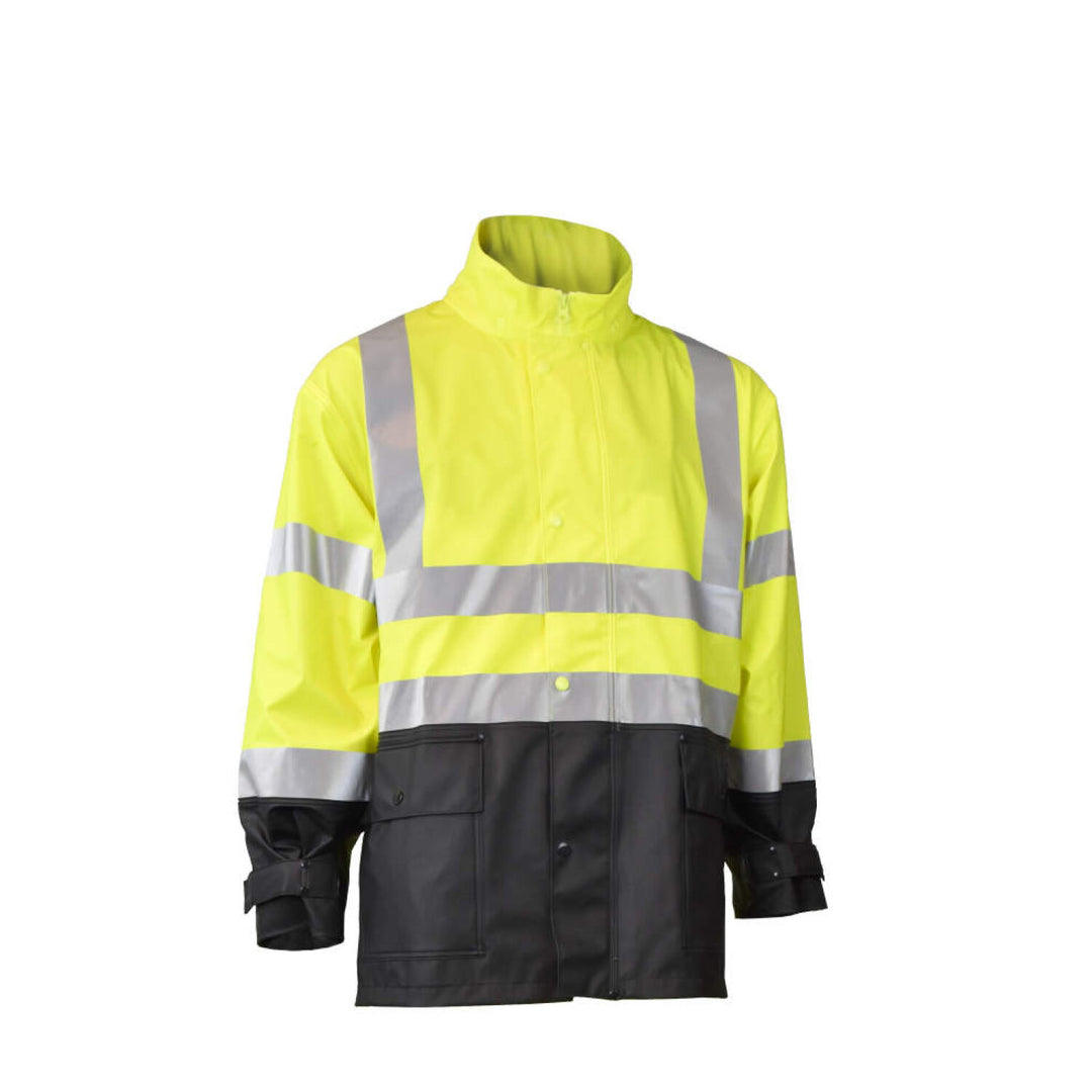Radians RW07 High Visibility Rainwear Jacket-Hi-Vis Green / Black