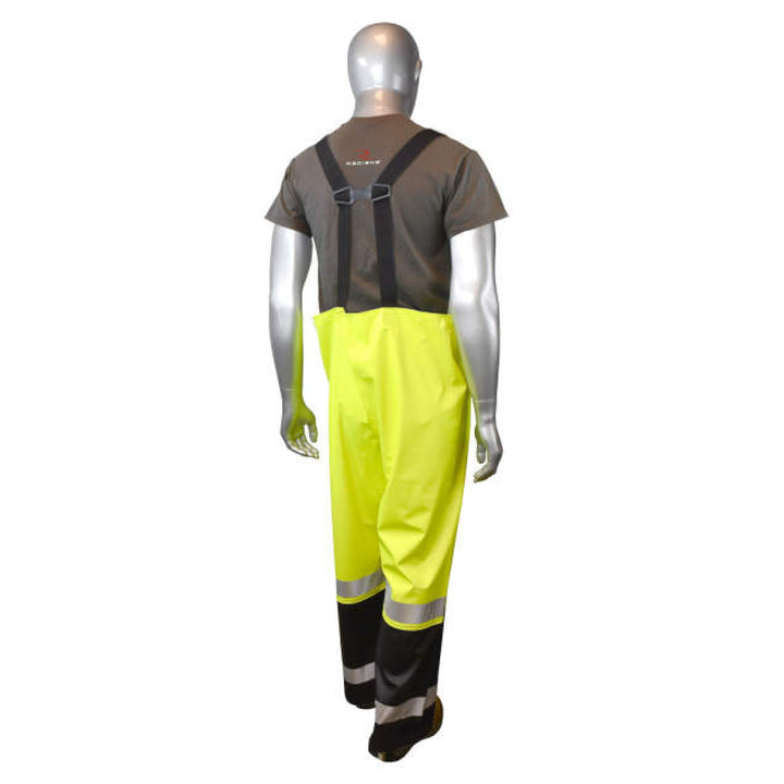 Radians RW07 High Visibility Rainwear Overalls - Hi-Vis Green / Black