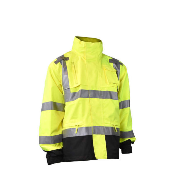 Radians RW32-3Z1Y Heavy Duty Rip Stop Waterproof Rain Jacket - Hi-Vis Green