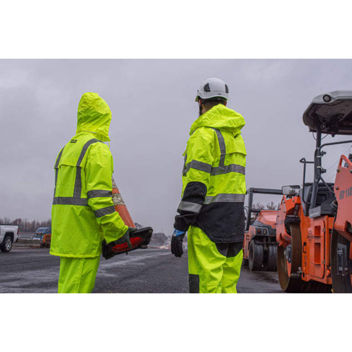 Radians RW32-3Z1Y Heavy Duty Rip Stop Waterproof Rain Jacket - Hi-Vis Green