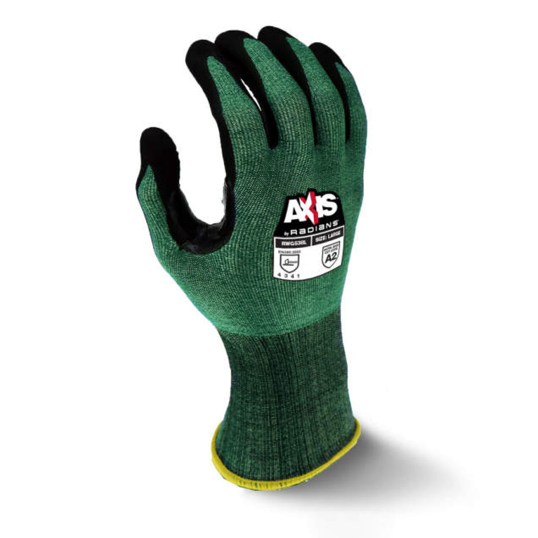 Radians RWG538 AXIS Cut Protection Level A2 Foam Nitrile Coated Glove with Dotted Palm