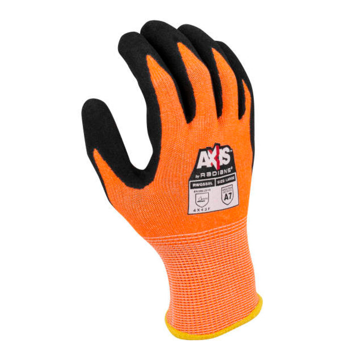 Radians  RWG559 AXIS Cut Protection Level A7 Sandy Nitrile Coated Glove