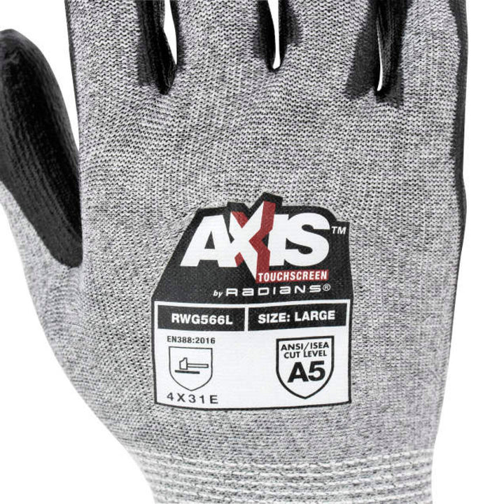 Radians RWG566 AXIS Cut Protection Level A5 Touchscreen Work Glove
