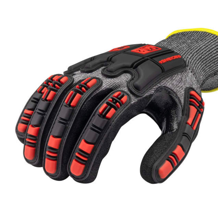 Radians RWG590 Cut Level A9 HPPE/Nickel Gold Sandy Foam Nitrile Palm Dip Glove