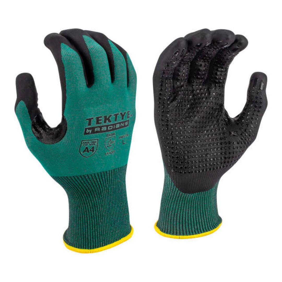 Radians RWG738 TEKTYE A4 Dark Green Nitrile Dip Cut Protective Work Glove