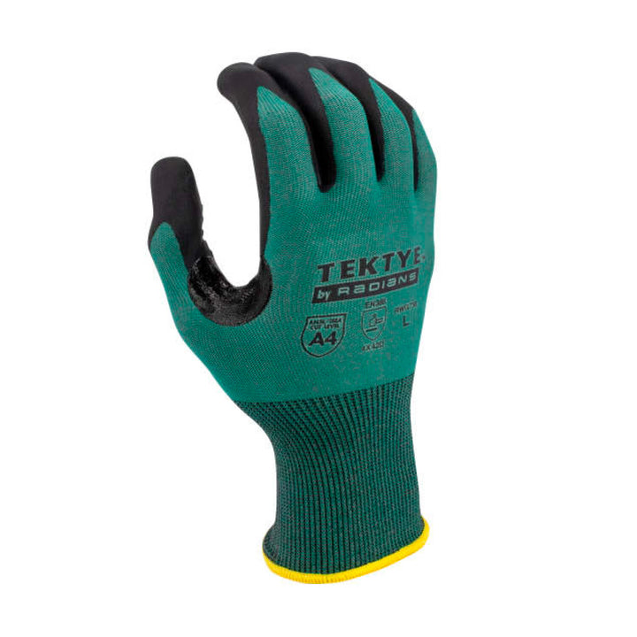 Radians RWG738 TEKTYE A4 Dark Green Nitrile Dip Cut Protective Work Glove