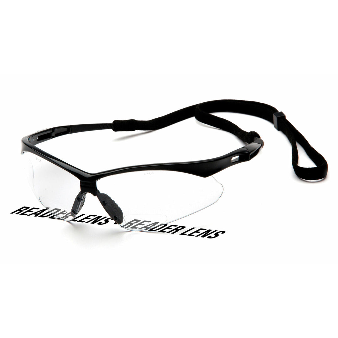 Pyramex SB6310SPR15 Pmxtreme Clear +1.5 Reader Lens with Black Frame and Cord