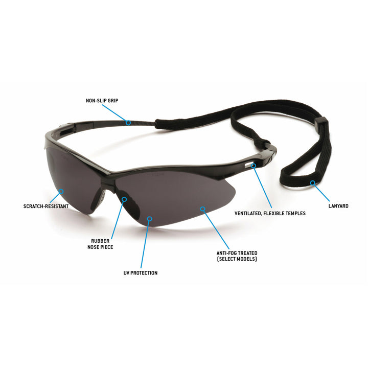 Pyramex SB6320SP Gray Lens with Black Frame and Cord