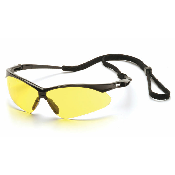 Pyramex SB6330SP Amber Lens with Black Frame and Cord