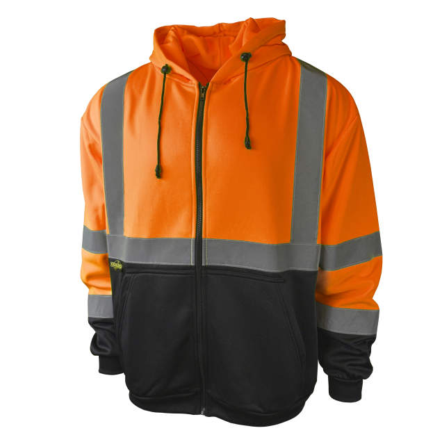 Radians SJ01B-3 Class 3 Color Blocked Hooded Zippered Sweatshirt