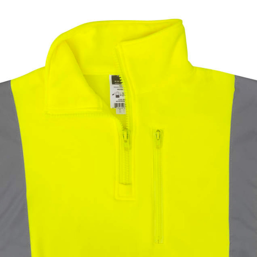 Radians SJ34B-3 Class 3 Color Blocked 1/4 Zip Sweatshirt - Hi Vis Green