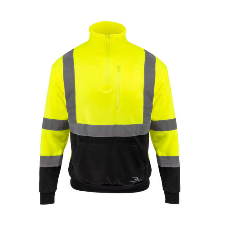Radians SJ34B-3 Class 3 Color Blocked 1/4 Zip Sweatshirt - Hi Vis Green