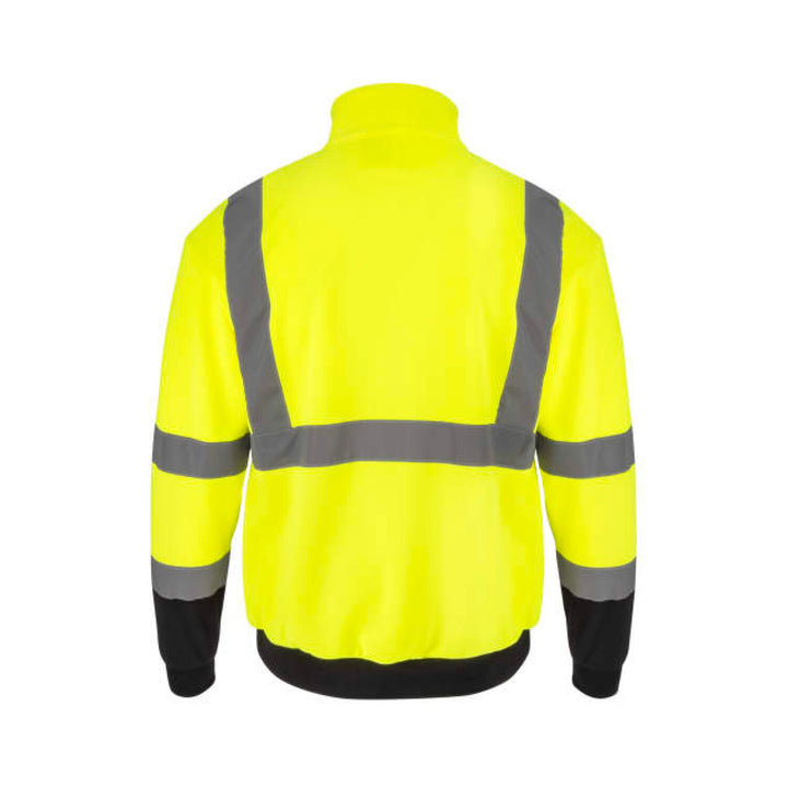 Radians SJ34B-3 Class 3 Color Blocked 1/4 Zip Sweatshirt - Hi Vis Green