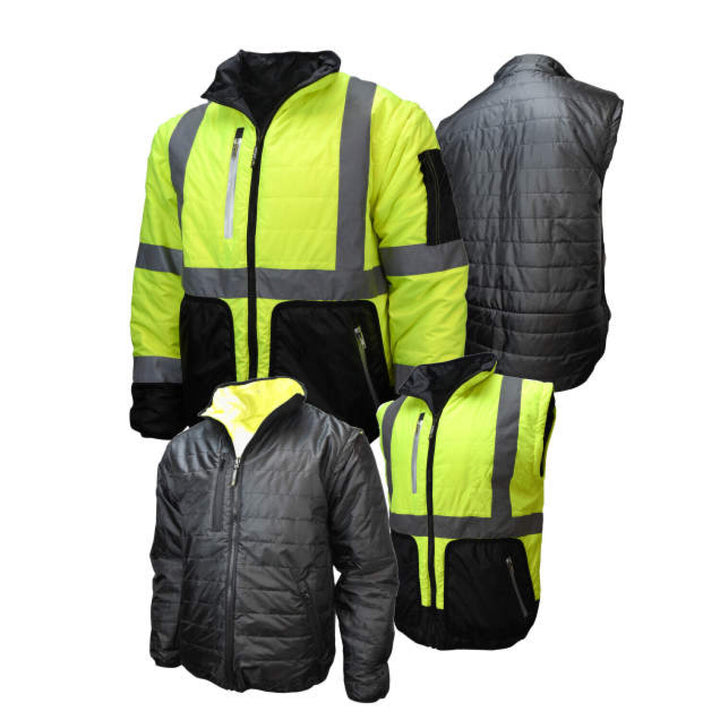 Radians SJ510 Quilted Reversible Four-in-One Jacket with Zip-Off Sleeves