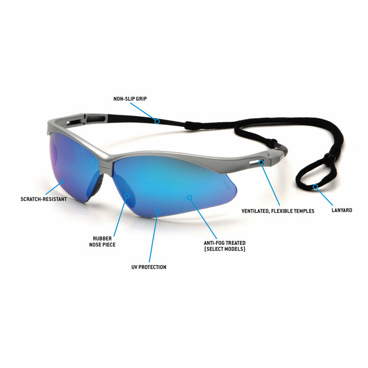 Pyramex SS6365SP Ice Blue Mirror Lens with Silver Frame