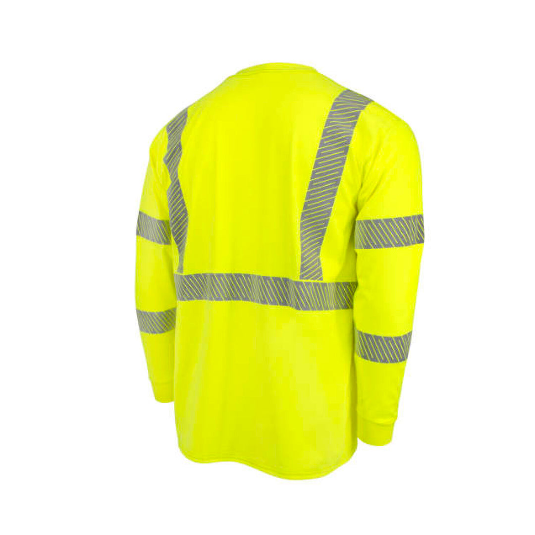 Radians ST921 Men's Long Sleeve FR T-shirt with Class 3 Segmented Reflective Tape - Hi-Vis Green