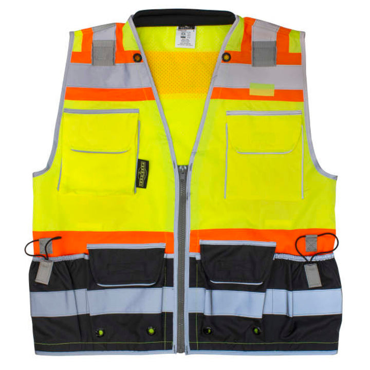 Radians SV55B Class 2 Heavy Woven Color Blocked Two Tone Engineer Vest - Green