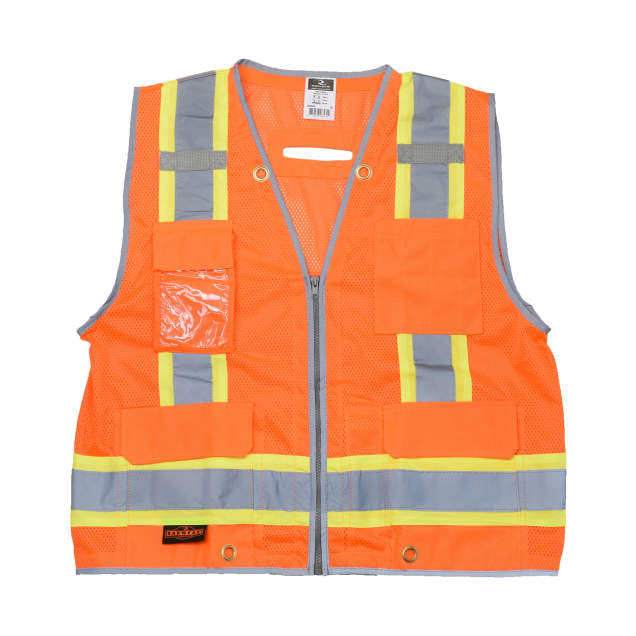 Radians SV6H Type R Class 2 Heavy Duty Two Tone Mesh Surveyor Vest with Solid Pockets