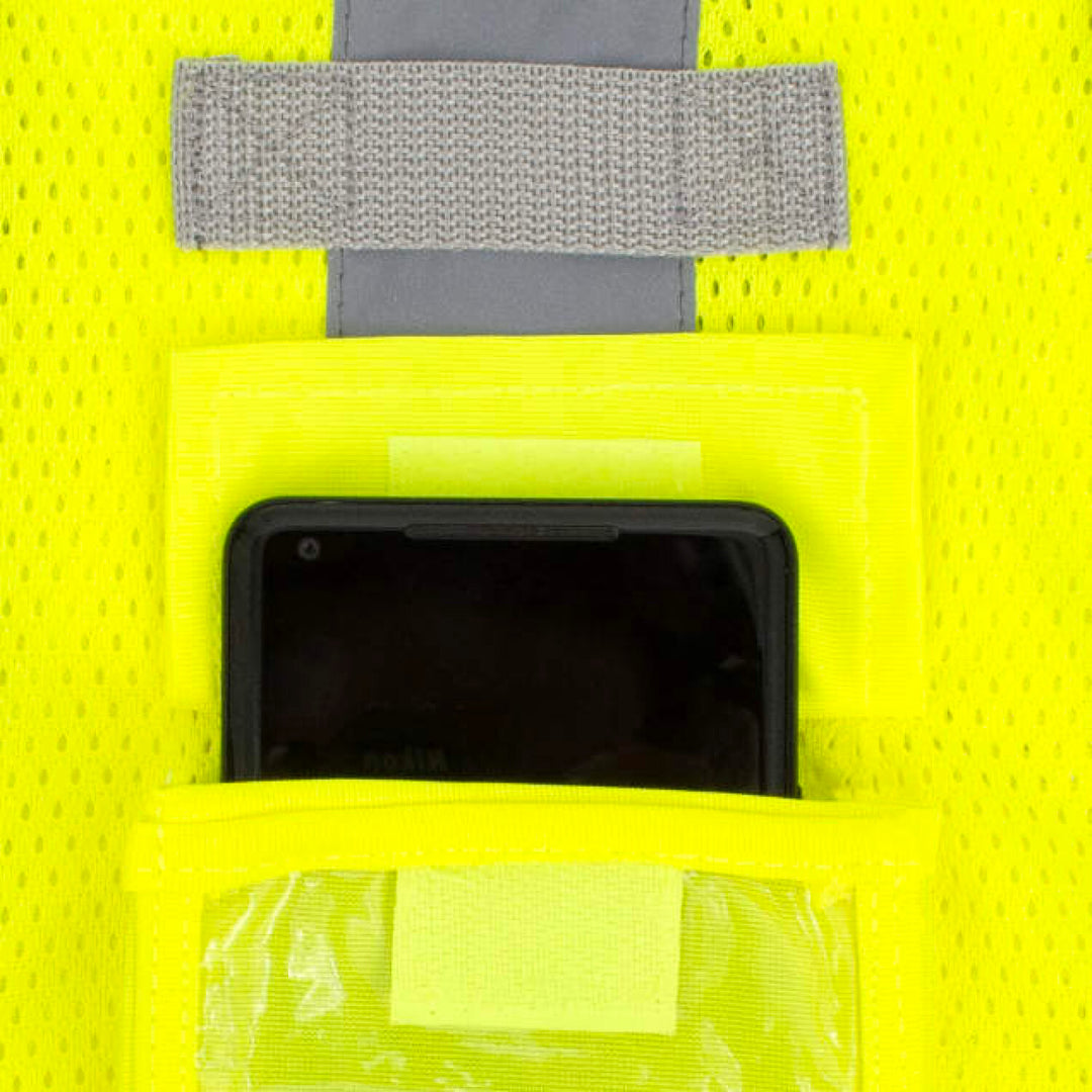 Radians SV75B-2 Black Bottom Self-Extinguishing Surveyor Vest - Hi-Vis Green