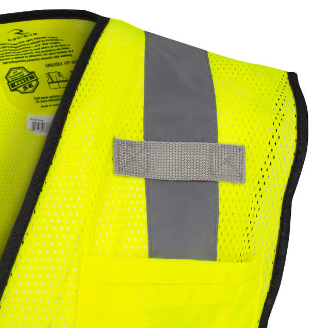 Radians SV75B-2 Black Bottom Self-Extinguishing Surveyor Vest - Hi-Vis Green