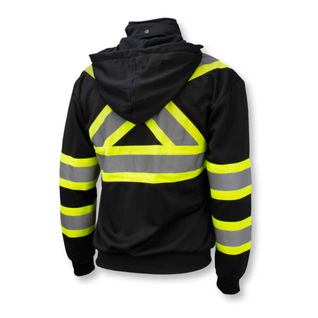 Radians SW01X-1 High Neck Zip Front X-Back Hooded Sweatshirt - Black