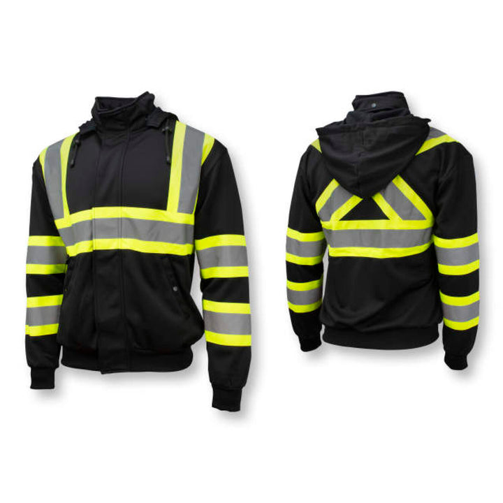 Radians SW01X-1 High Neck Zip Front X-Back Hooded Sweatshirt - Black