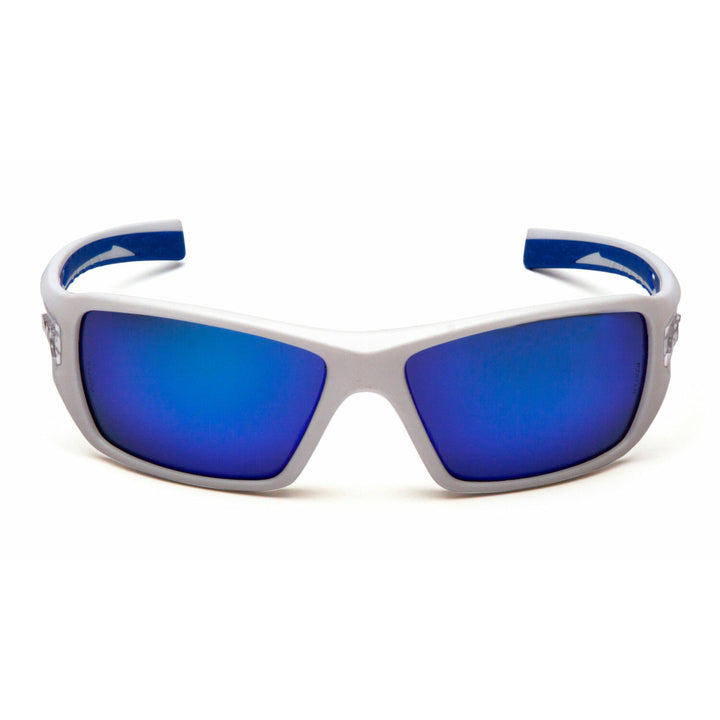 Pyramex SWBL10465D Velar Ice Blue Mirror Lens with White and Blue Frame