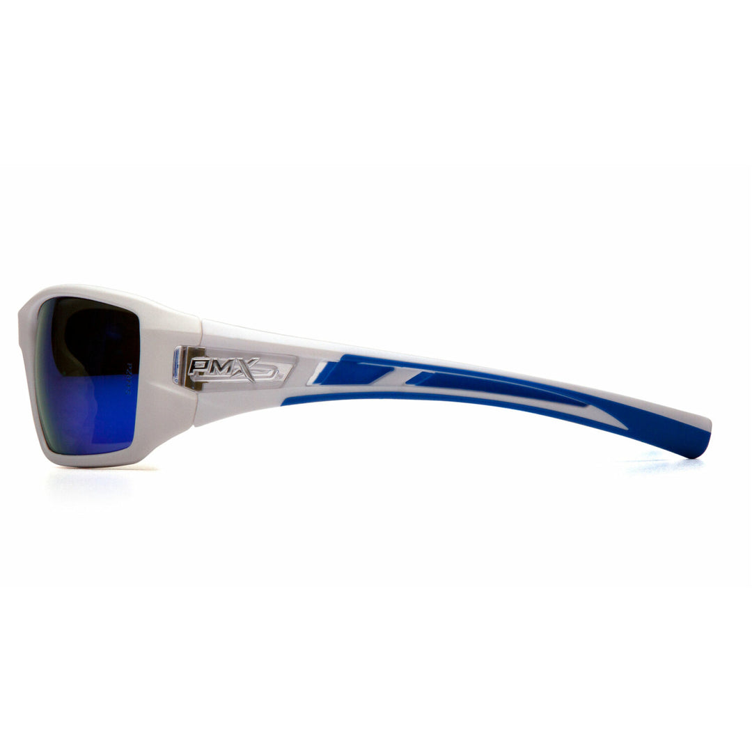 Pyramex SWBL10465D Velar Ice Blue Mirror Lens with White and Blue Frame