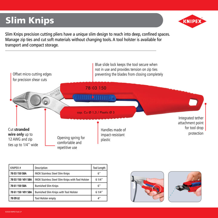 Knipex 78 61 150 V01 SBA 6" Slim Knips with Tool Holster