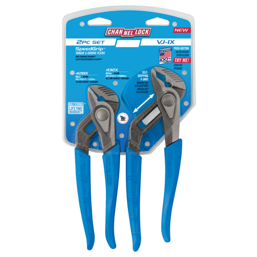 Channellock VJ-1X 2PC V-Jaw Tongue & Groove Pliers Set