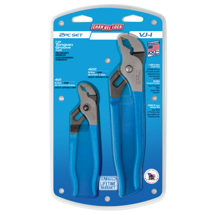 Channellock VJ-1 2PC V-Jaw Tongue & Groove Pliers Set