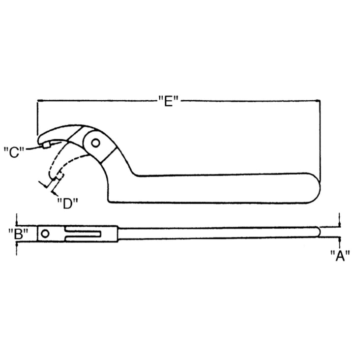 Wright Tool 9645 Spanner Wrench Adjustable Pin Black Industrial Capacity Range - 4-1/2 to 6-1/4"