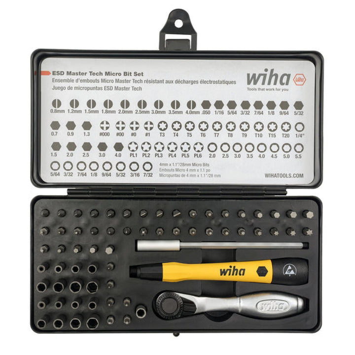 Wiha Tools 75965 Precision Micro Bit Ratchet Steel Storage Box, 65-Piece