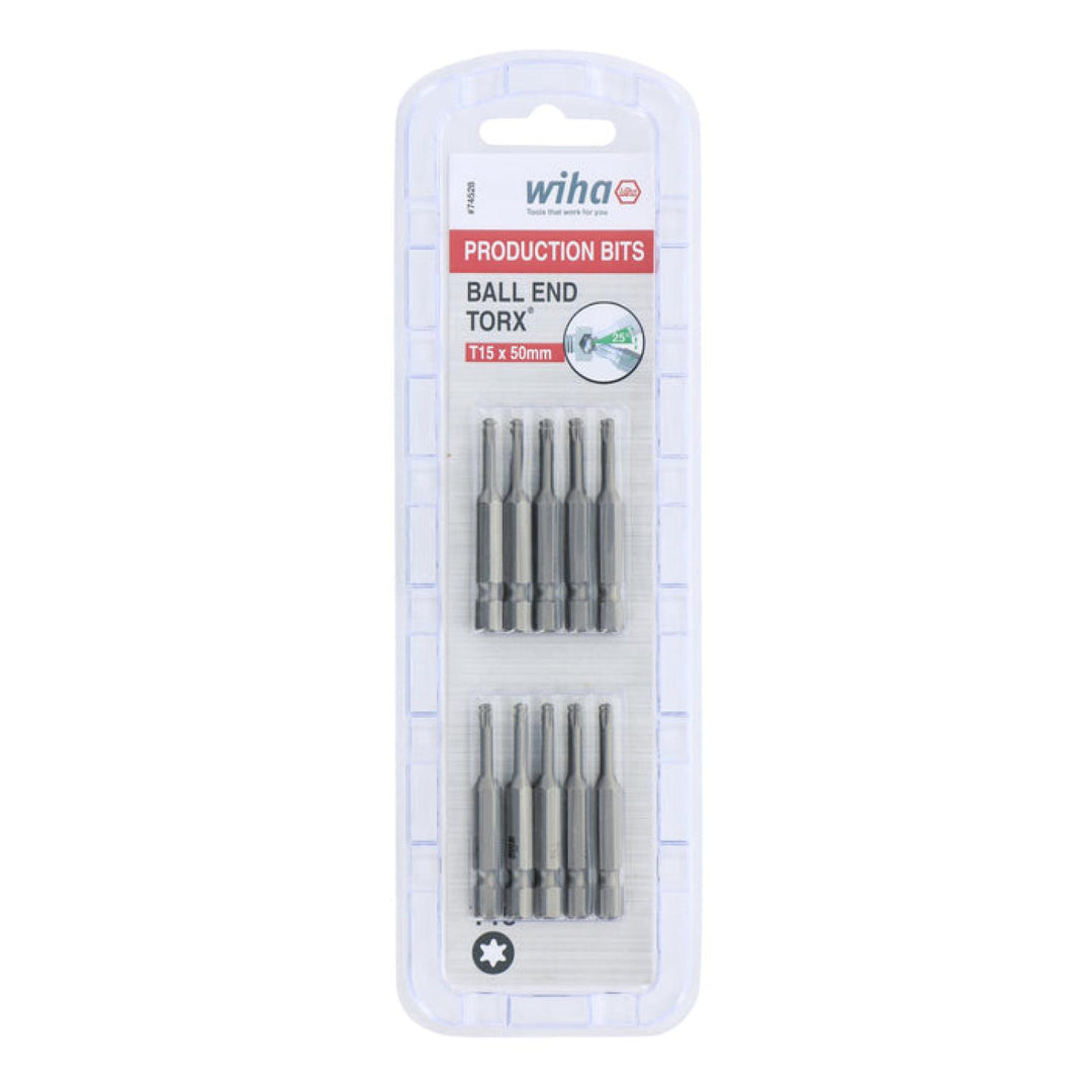 Wiha Tools 74528 TORX® Ball End Power Bit, T15 x 50 mm, 10 Pk.