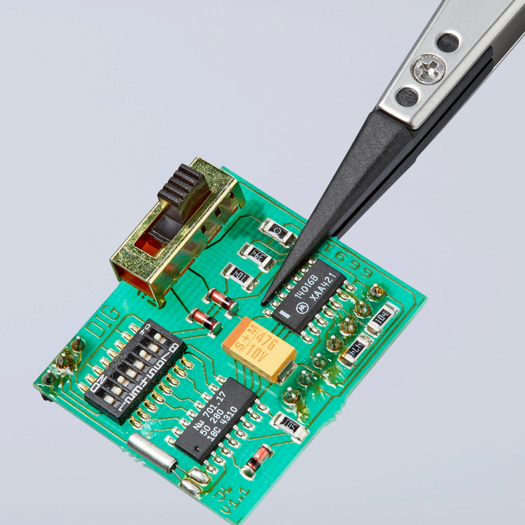 Knipex 92 81 05 5 1/4" Premium Stainless Steel Gripping Tweezers-Pointed Tips