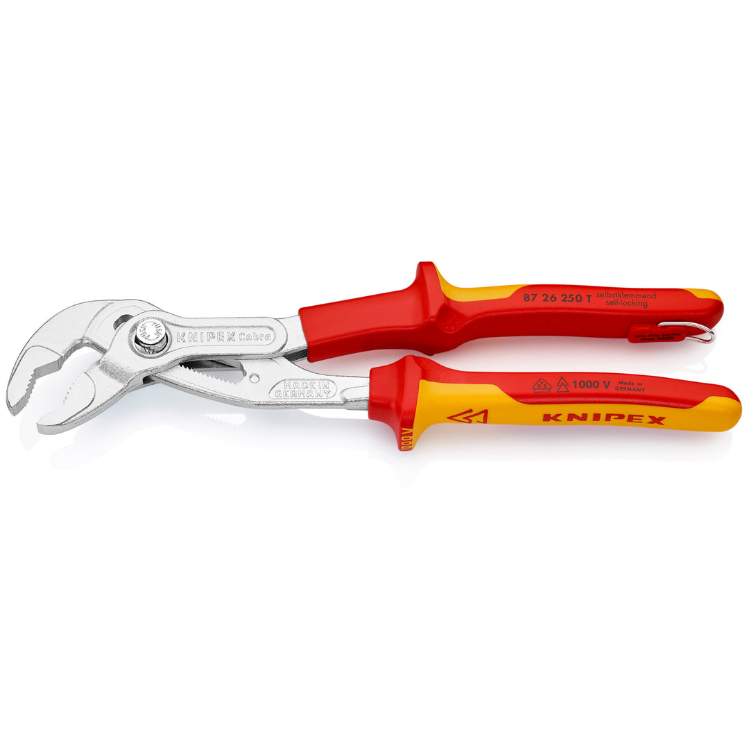 Knipex 87 26 250 T 10" Cobra® High-Tech Water Pump Pliers-1000V Insulated-Tethered Attachment