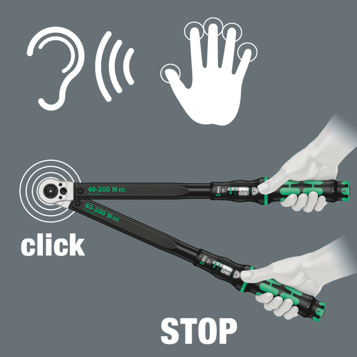 Wera Click-Torque C 3 Push R/L adjustable torque wrench for clockwise and anti-clockwise torque-control, 40-200 Nm, 1/2" x 40-200 Nm