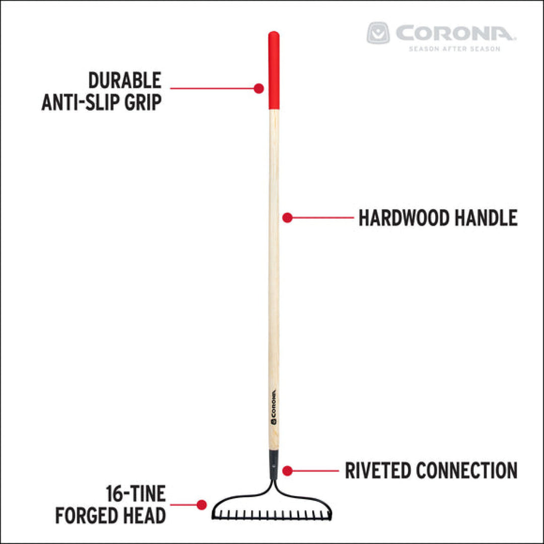 Corona RK16000  Hardwood Handle Bow Rake, 16 Tine