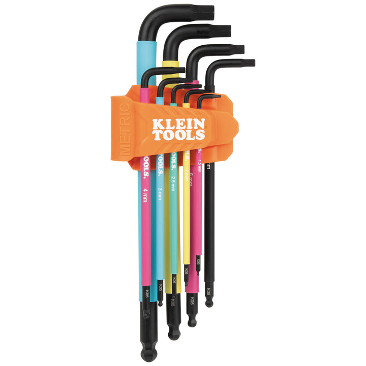 Klein Tools BLS9M Color Coded Extra-Long L Style Hex Key Caddy Set, Metric, 9 Pc.